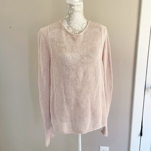 Wrap London Open Knit Sweater – Women’s Size S – Blush Pink
